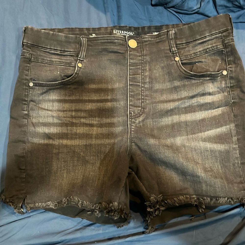 Black denim shorts